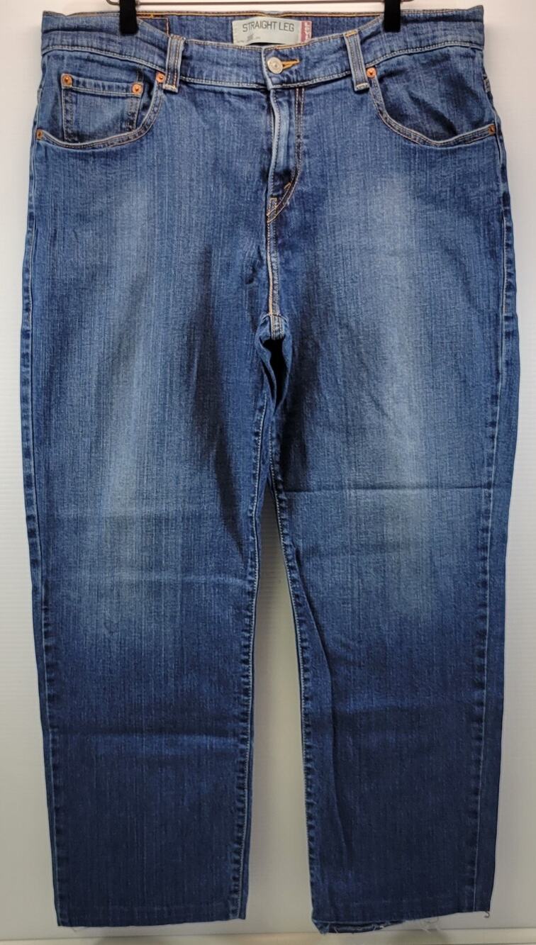 L) Levi's Jeans 505 Women's Straight Leg Denim Jeans Cotton Pocket Blue 16M